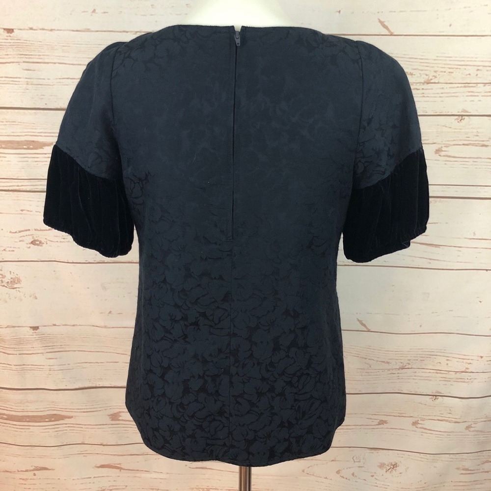 Vera Wang Baroque Jacquard Velvet Blouse View 3